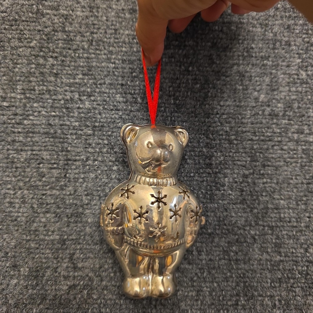 Reed &‎ Barton Silverplate Hinged Teddy Bear Christmas Tree Ornament Pomander - Picture 3 of 6